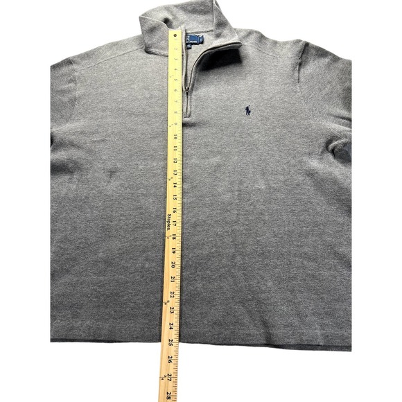 Polo by Ralph Lauren Men's long sleeve 1/4 zip collared gray sweater size Large - Picture 5 of 8